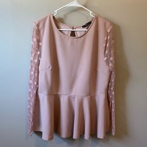 SHEIN Rose Blouse Polka Dot Sleeves Sz 1X